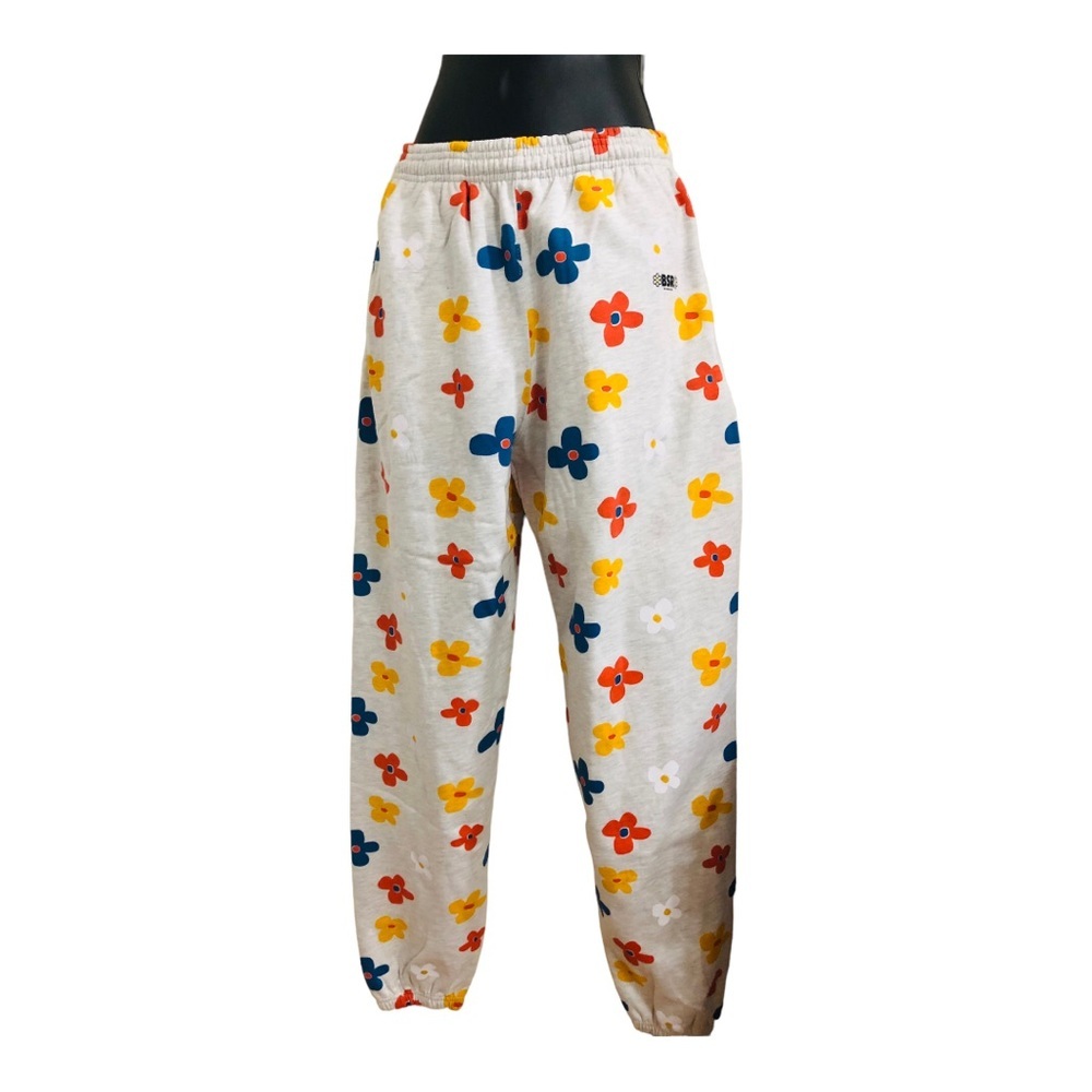 BSR By Samii Ryan grey flower floral printed sweatpants joggers size‎ small new